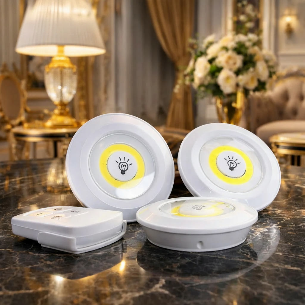 Tap LED Light With Remote Control Pack of 3 Battery Operated Wireless Cabinet Closet Lights Pakistan